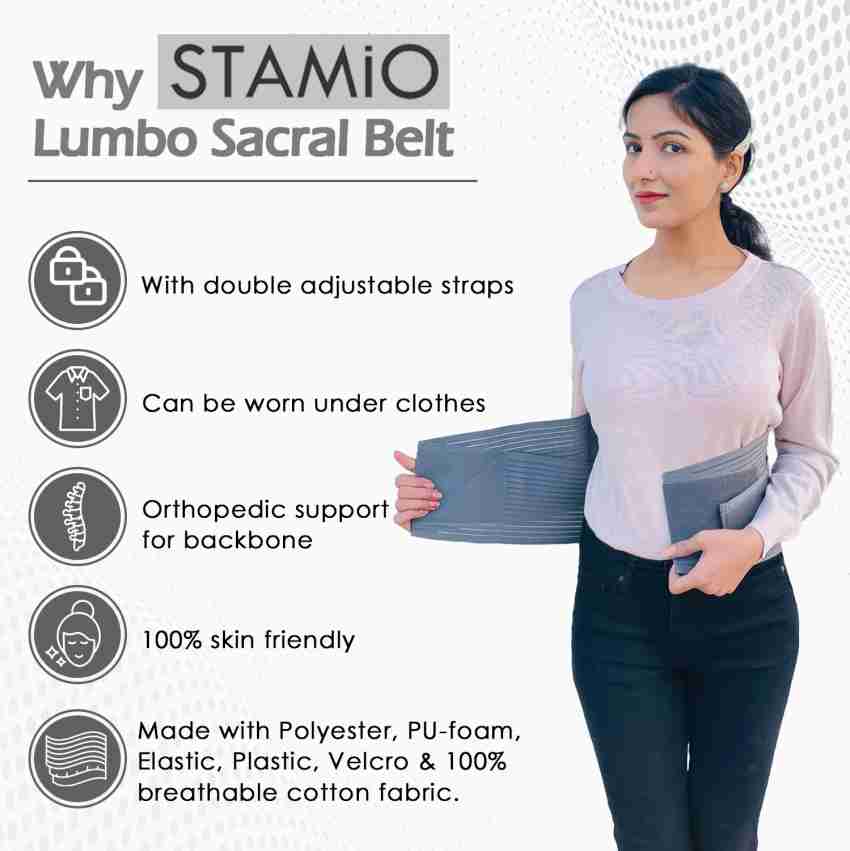 STAMIO Lumbo Sacral Belt for Men & Women (Waist & Back Support), Grey (XXXL( 48-52)inches) Back / Lumbar Support - Buy STAMIO Lumbo Sacral Belt for Men  & Women (Waist & Back Support)