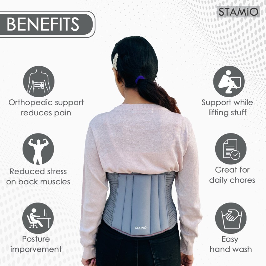 STAMIO Lumbo Sacral Belt for Men & Women (Waist & Back Support), Grey (XXXL( 48-52)inches) Back / Lumbar Support - Buy STAMIO Lumbo Sacral Belt for Men  & Women (Waist & Back Support)