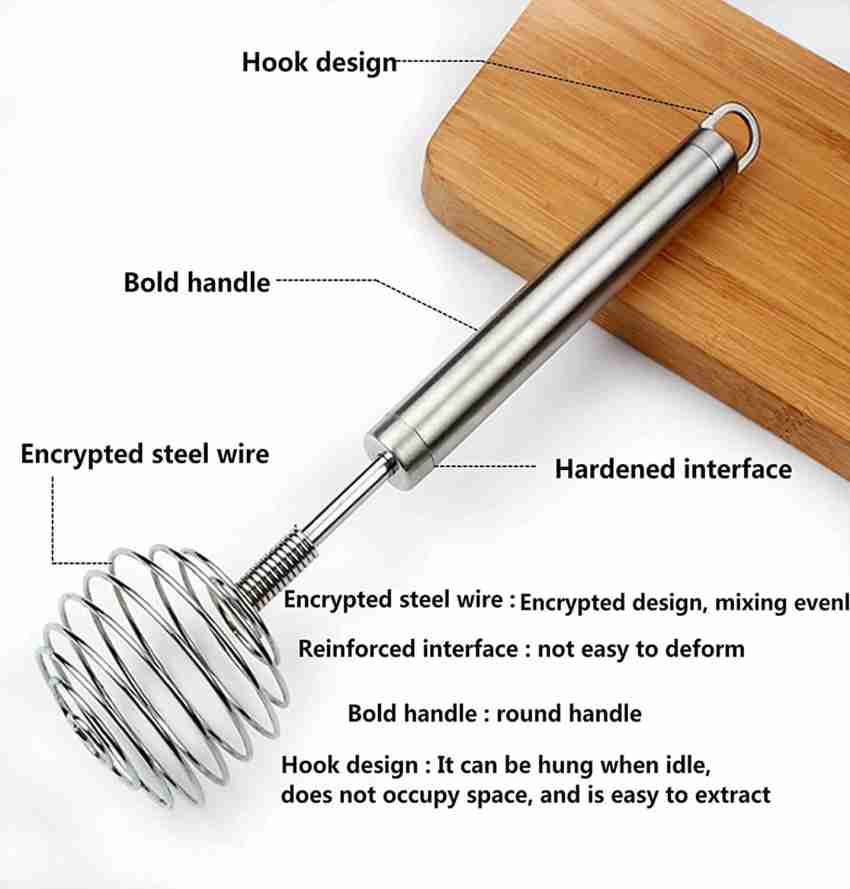 Stainless Steel Wire Coil Spiral Whisk Milk and Egg Beater & FREE SHIPPING