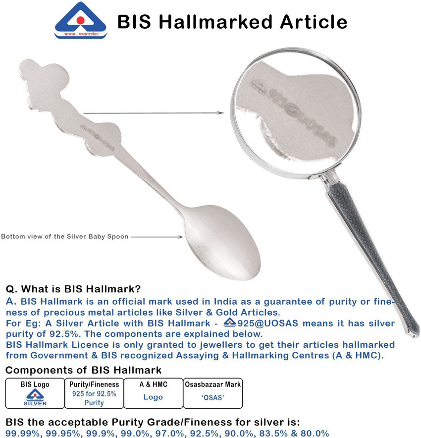 Pure silver baby spoon sales