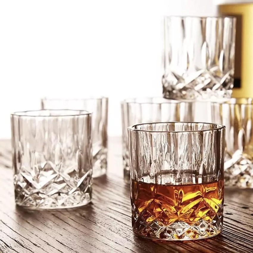 Glass set round/Square Whiskey glass (320ml)- Vintage crystal alcohol,  whiskey, tequila, Scotch, white wine, rum, man's gift 