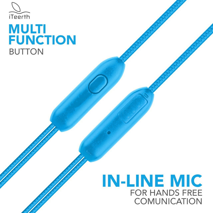 iTeerth Best mobile handfree Cyan Color Heavy Bass earphone with