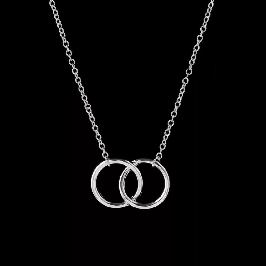 Double ring cheap necklace silver