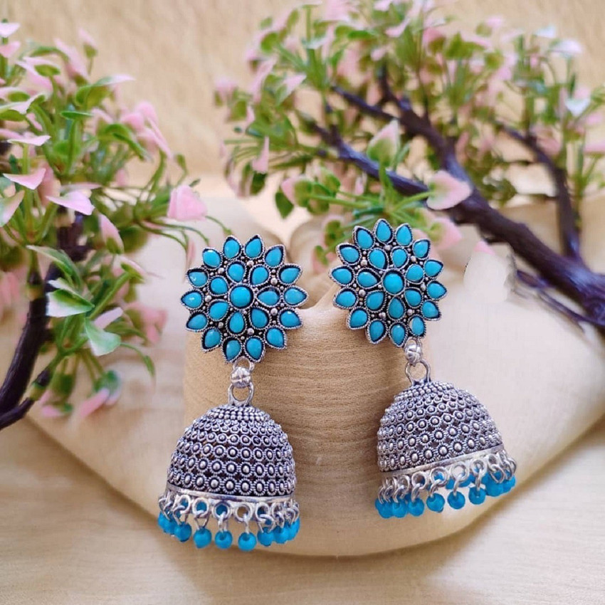 Silver sale colour jhumka