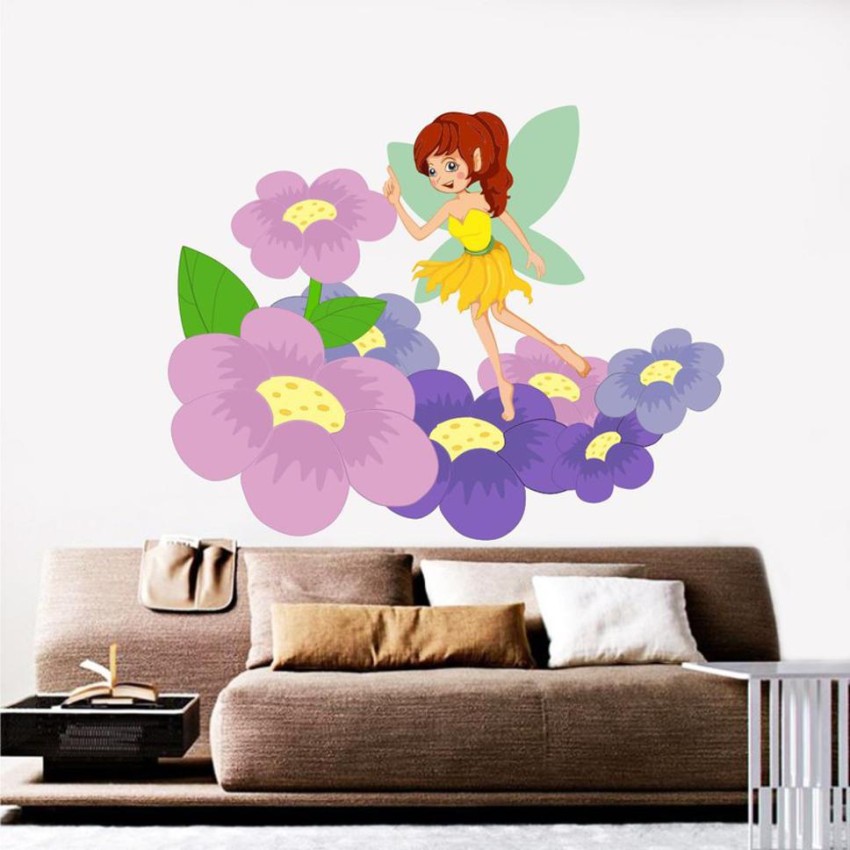 WALL STICKER FAIRY GIRL DECAL BUTTERFLY FLOWER VINYL MURAL HOME