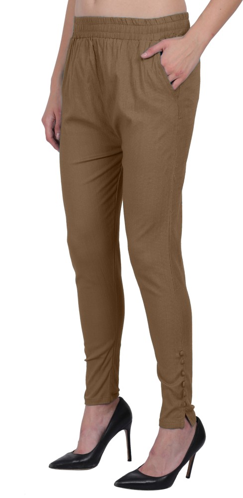 Janvii Regular Fit Imported Stretchable Pencil PantsTrousers with Side  Pockets Bottom Buttons  Bottom Slit