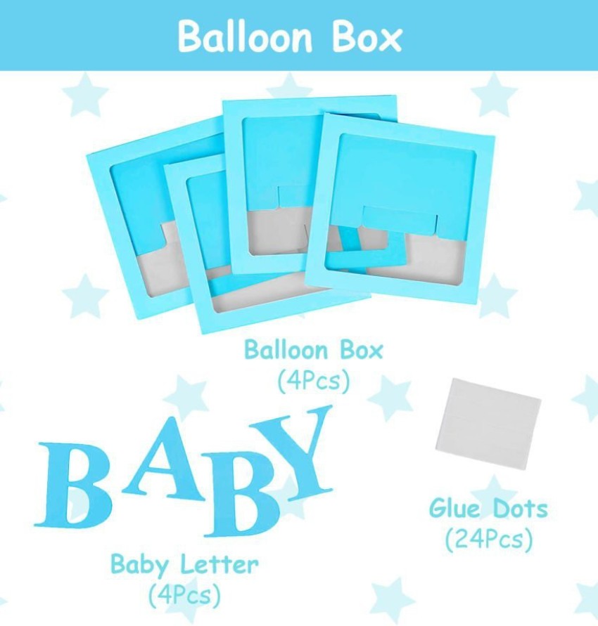 Baby Shower Decorations for Boy 82PCS Jumbo Transparent Baby Block Balloon  Box With Letters Includes White, Blue, Gray, Baby Blue Balloons 