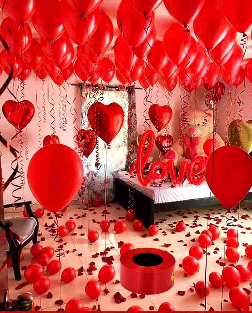 Flipkart.com | Flyelle Solid Red Balloon Decoration, Love letter ...