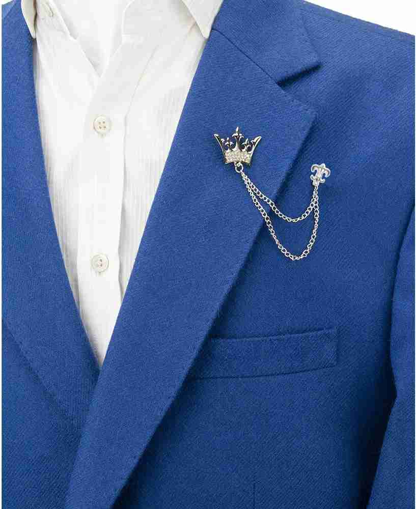 Aarohi Rhinestone Silver Plated King Crown with tassel Brooch Pin For Mens Boys Brooch Price in India Buy Aarohi Rhinestone Silver Plated King Crown with tassel Brooch Pin For Mens