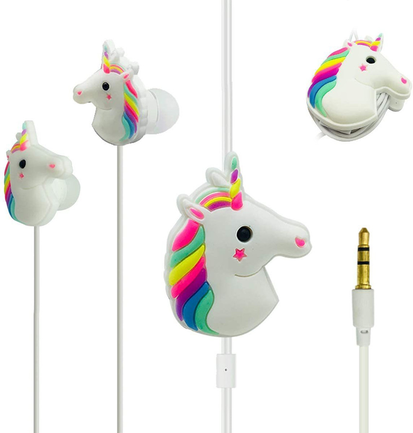 GLOWZADE Unicorn Earphones with earphone cable orgainizer Wired