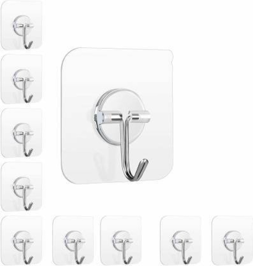 10PCS Adhesive Wall Hooks Hanging Seamless Sticky Hooks for Keys Bathroom  Shower