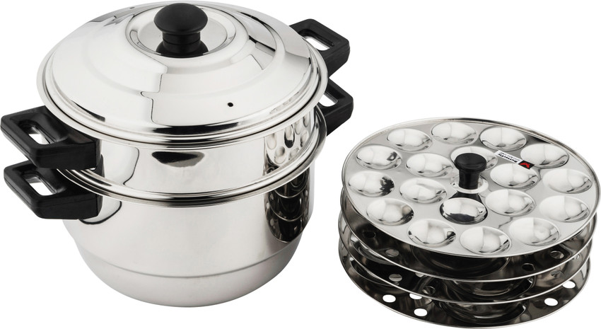 Butterfly Multi Purpose Steamer stainless Steel 2 Litre 5 Piece Silver Induction Standard Idli Maker