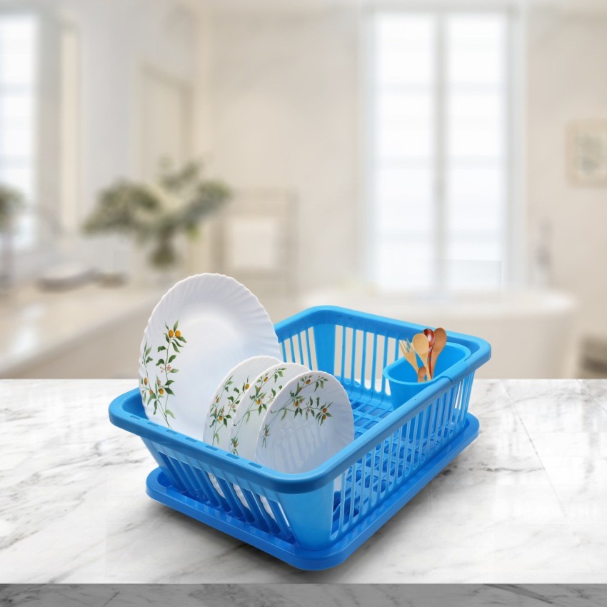 Quickmart Dish Drainer Kitchen Rack Plastic 3 in 1 Large Sink Set