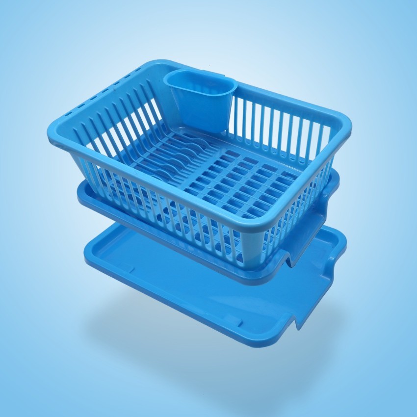 Quickmart Dish Drainer Kitchen Rack Plastic 3 in 1 Large Sink Set