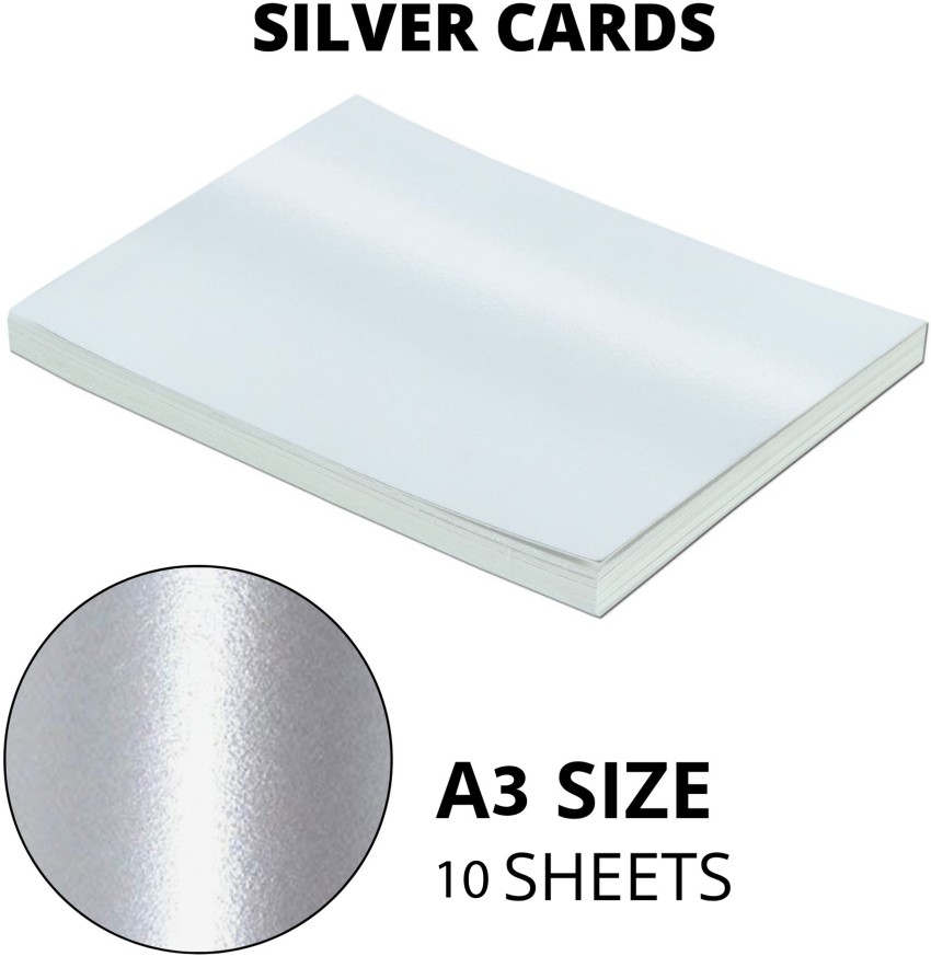 DOODLEDASH Silver Cards Metallic Shade A3 Size 250 GSM (Pack  of 10 Sheets) Silver Cards A3 250 gsm A3 Paper - A3 Paper