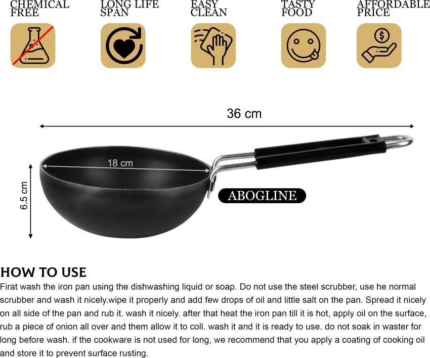 Black Cast Iron Tadka Pan(Small), Round, Capacity: 0.5 Litre