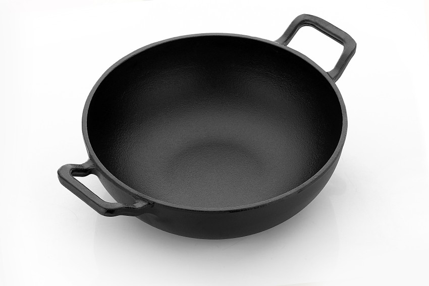 Cast Iron Kadai, Machined Smooth, 10 Inches