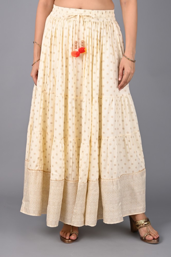 Cream colour hot sale long skirt