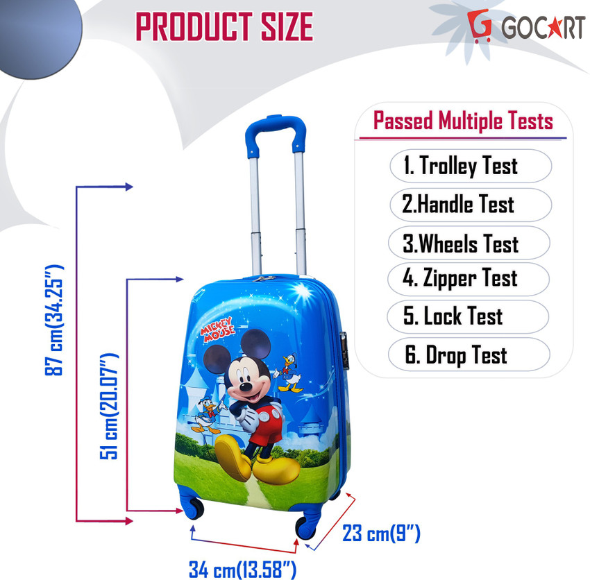 GOCART 18 Inch Dancing Micky Pattern 4 wheeled suitcase for kids Children suitcase kid luggage Travel Trolley Bag Cabin Luggage Small Travel Bag 18 Price in India Reviews Ratings Specifications Flipka...
