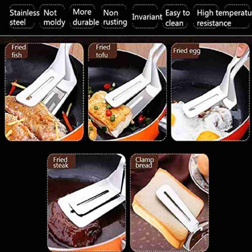 KitchenFest 10 inch Double sided food Flipping Spatula Tongs Pies Bread Fish  Pizza Clip Steak Clamp Stainless Steel 26 cm Utility Tongs Price in India -  Buy KitchenFest 10 inch Double sided