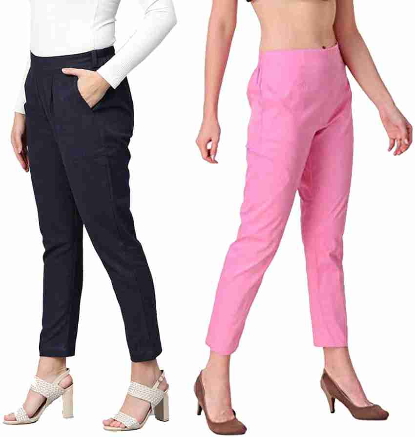 Buy Mevika Straight Fit Trouser-Pink-XL Online at Best Prices in