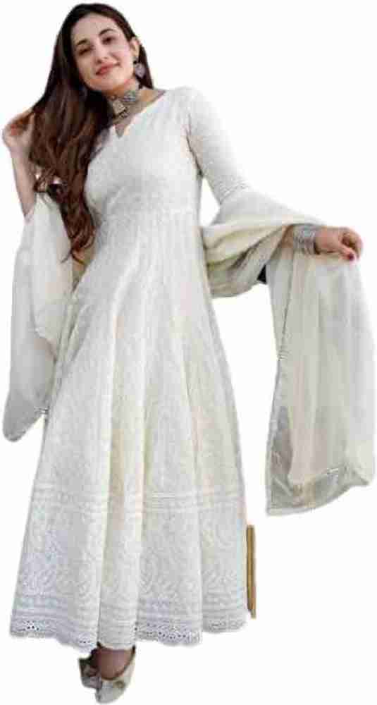 JHANVIs Women Gown White Dress Buy JHANVIs Women Gown White