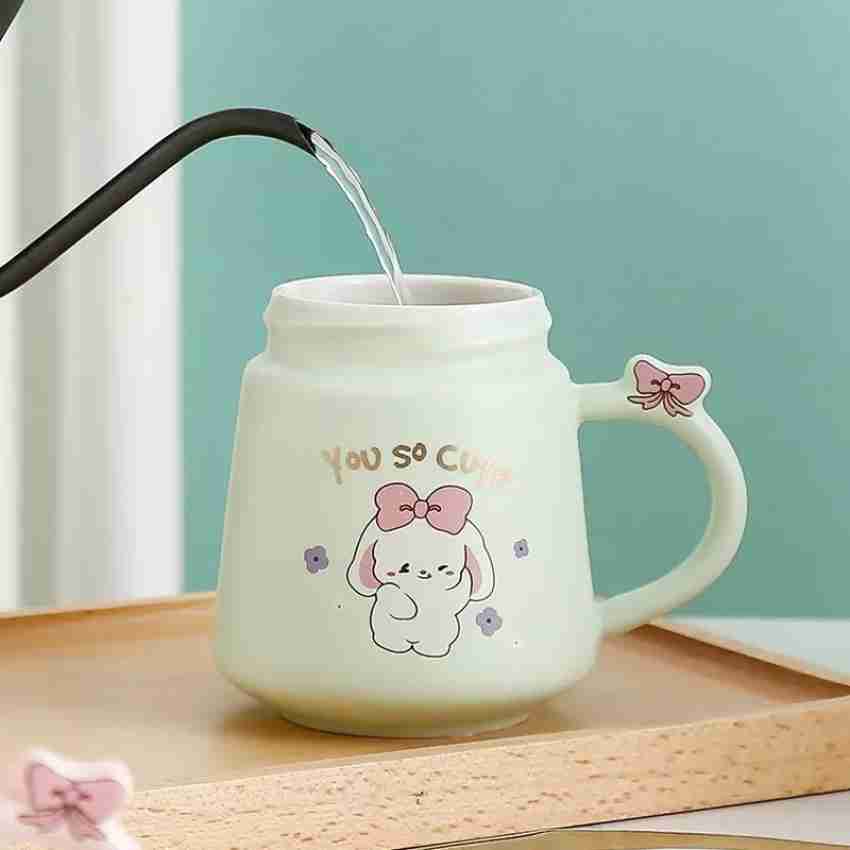 White Mug Rabbit Cup Ceramic Creative Cute Rabbit Handle Coffee