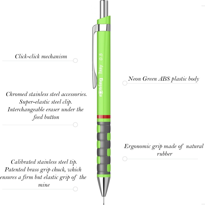 Rotring Tikky Mechanical Pencil, HB, 0.5 mm, Neon Pink