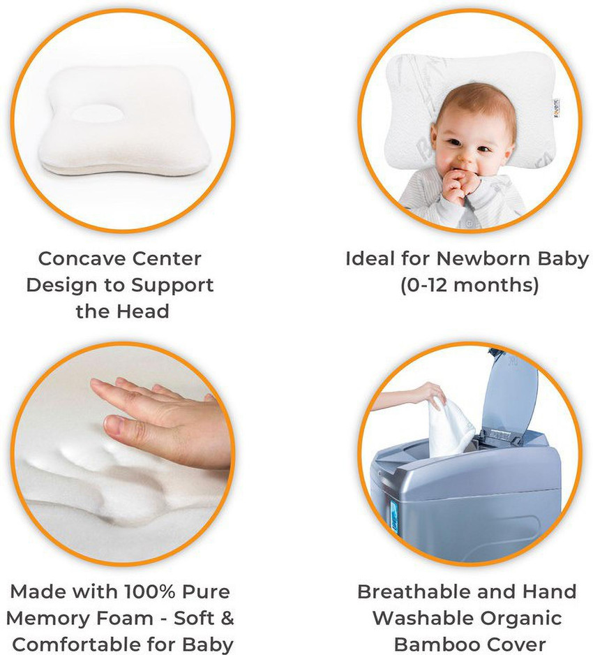 FOVERA Baby Head Shaping Memory Foam Pillow for Healthy Sleeping