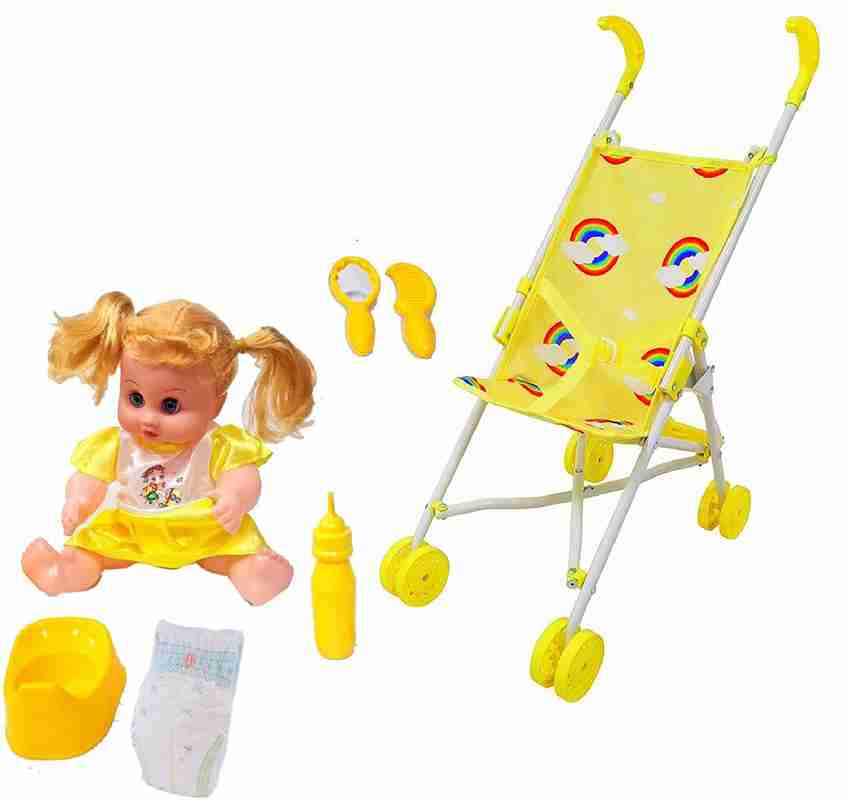 IndusBay Stroller Baby Doll with Nursey Toy Accessories Milk Bottle Comb Diaper Potty Stroller Baby Doll with Nursey Toy Accessories Milk Bottle Comb Diaper Potty Buy Doll Stroller