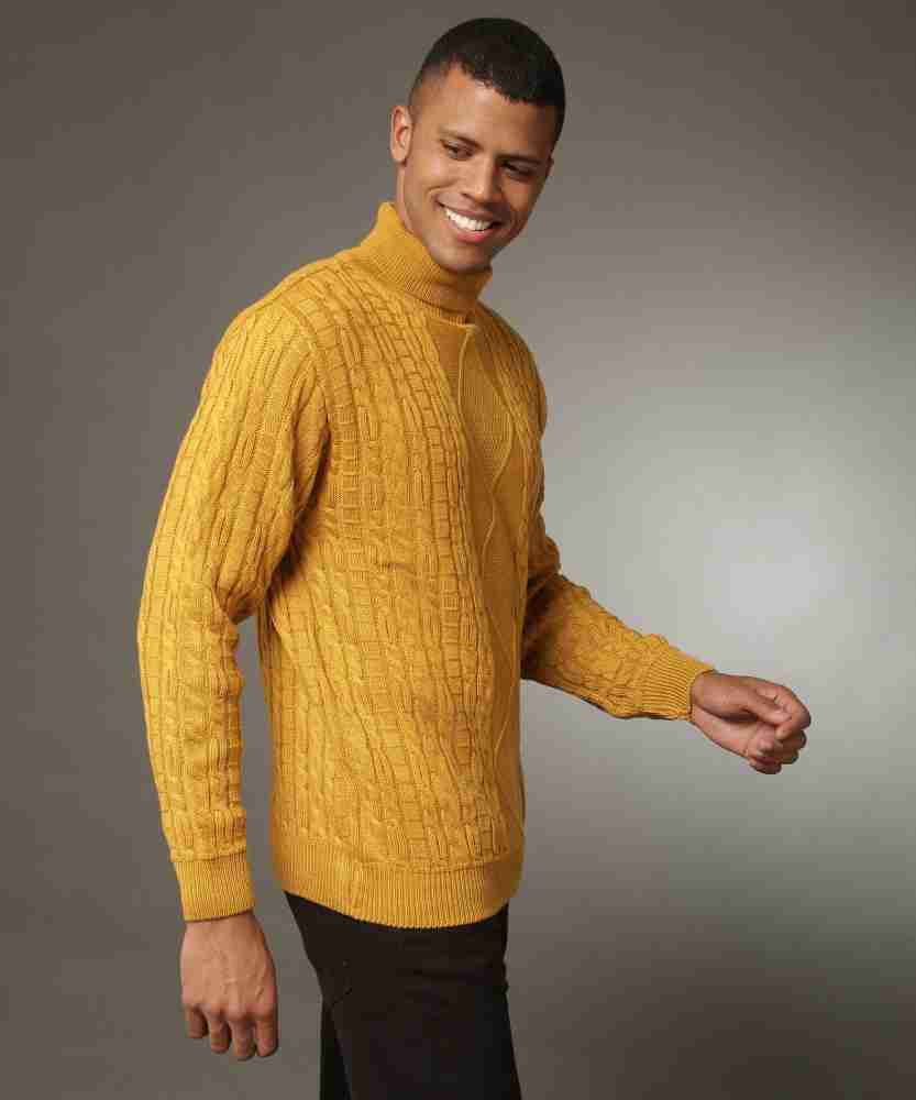 Yellow turtleneck 2025 sweater mens