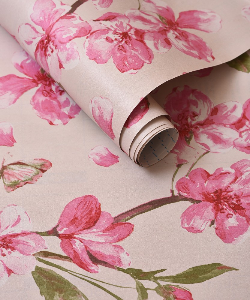 Pink Large Floral Print Wallpaper for Rooms  lifencolors