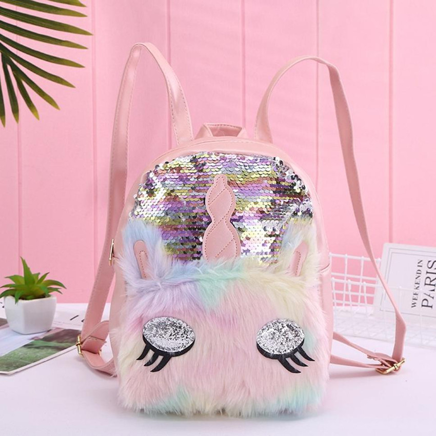 Flipkart okji enterprises Unicorn fur sequin Bag for girls