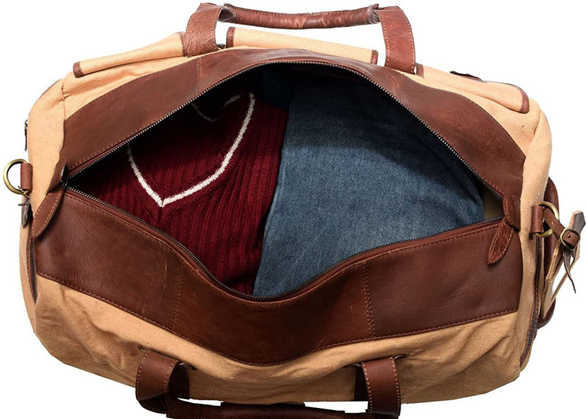 Men's canvas and leather duffle bag clearance