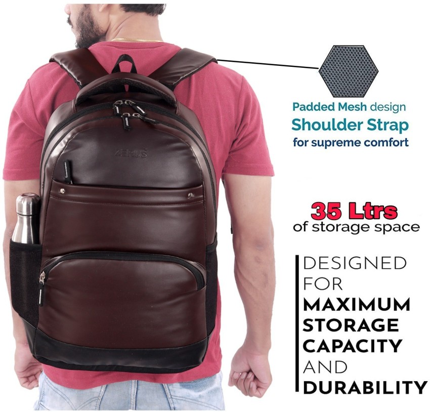 Avila Large 45 L Laptop Backpack Brown Leather BackpackOffice BackpackCasual  Backpack For Men and WomenBrown