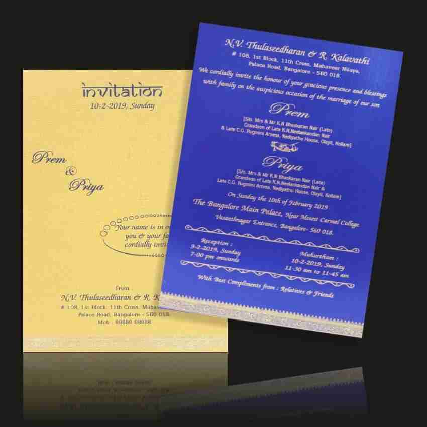 KOC King Of Cards blue single sheet Bottom Flower cards 15.00 X 22.50 Cm  (set of 50) Invitation Card Price in India - Buy KOC King Of Cards blue  single sheet Bottom