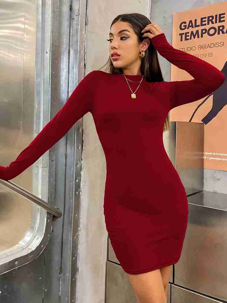 NARACHI TEXWORLD Women Bodycon Maroon Dress Buy NARACHI TEXWORLD
