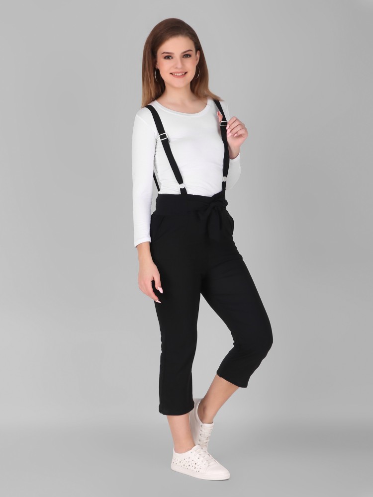Casual Women Suspender Jumpsuit Pocket Rompers Overalls Black Buttons Long  Pants  eBay
