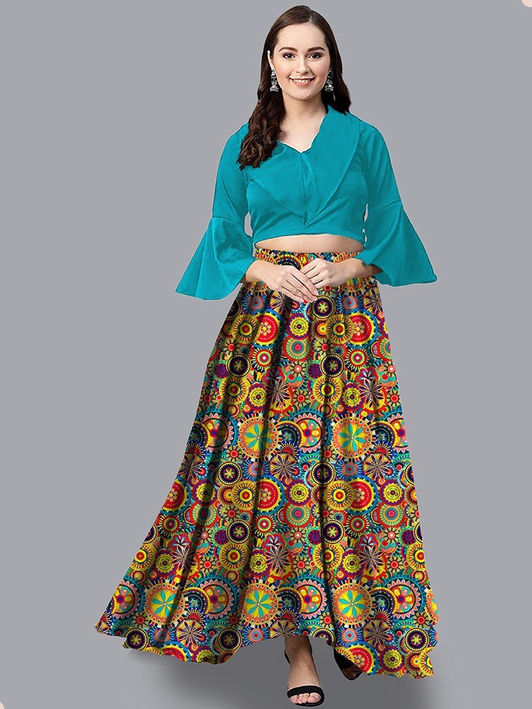 Flared Embroidered Rajasthani Ethnic Cotton Long Skirt Size Free
