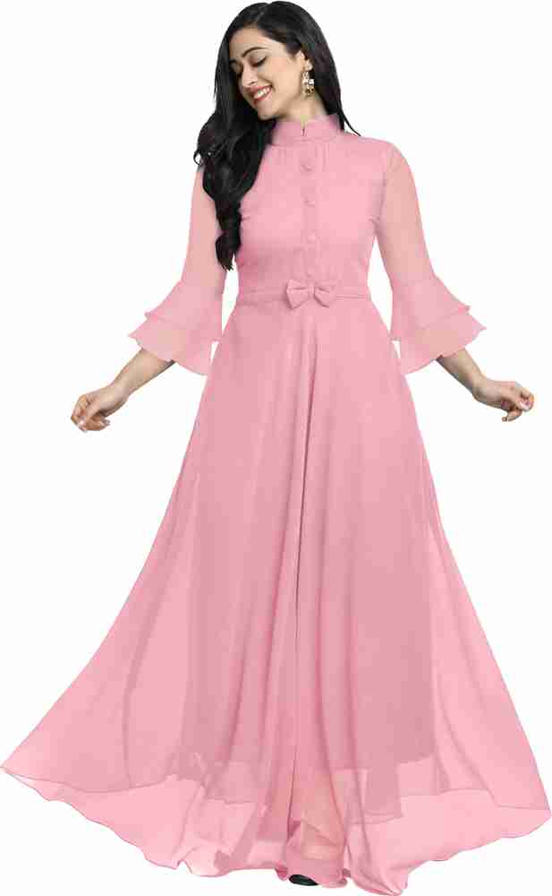 FIBREZA Women A-line Pink Dress - Buy FIBREZA Women A-line Pink Dress  Online at Best Prices in India | Flipkart.com