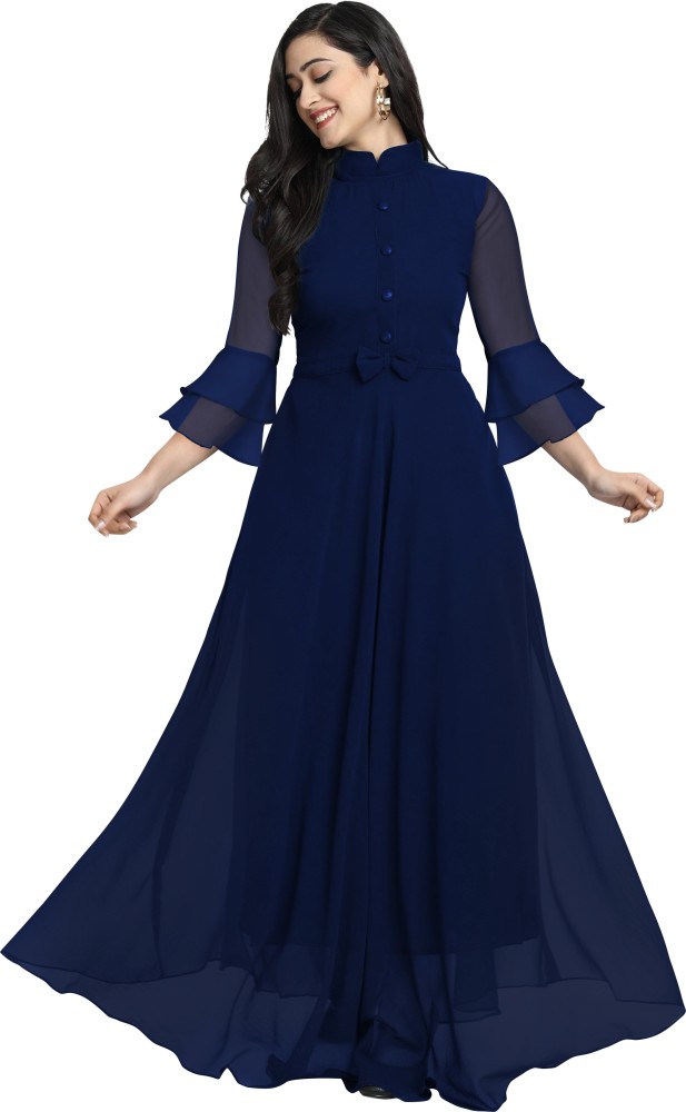 Sanyukt Women Fit and Flare Dark Blue Dress  Buy Sanyukt Women Fit and  Flare Dark Blue Dress Online at Best Prices in India  Flipkartcom