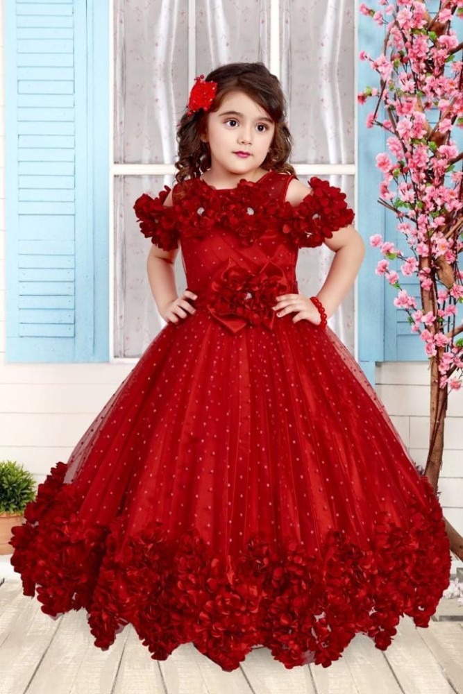 New Designer Party Wear Look Red Color Gown
