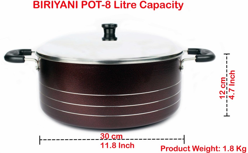 Brown Big nonstick biryani pot, For Kitchen, Size: 12 Ltr