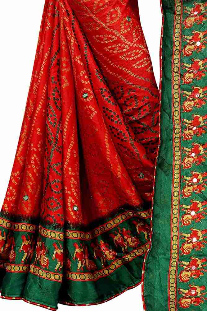 Buy Saree Nx Self Design Printed Embellished Digital Print Bandhani Silk Blend Pure Silk Red Sarees Online Best Price In India Flipkart