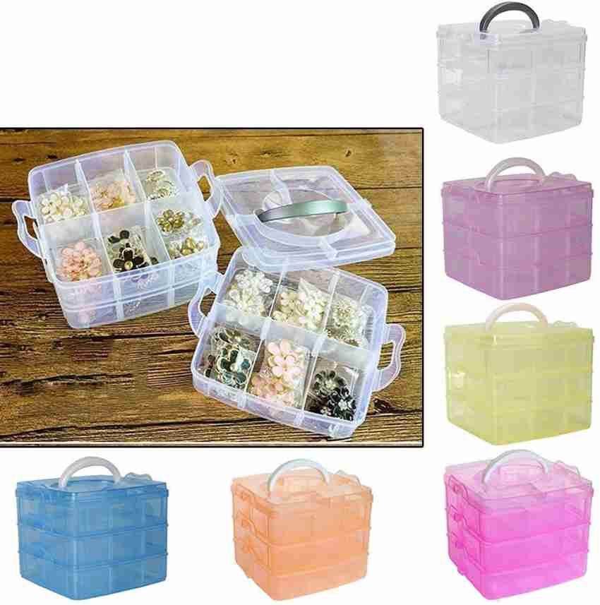 SHOPOWARE 36 Grids Clear Plastic Storage Box with Adjustable