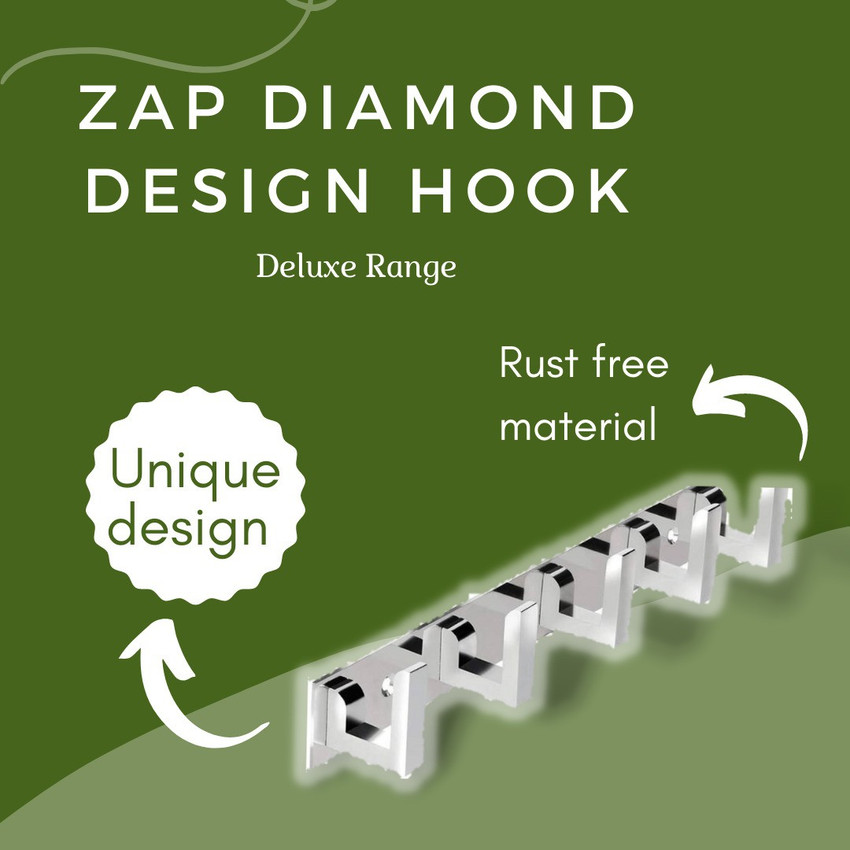 ZAP Diamond Design Hook 5 Pin Cloth Hanger Bathroom Wall Door Hooks Hook Rail Hook 5 Price in India Buy ZAP Diamond Design Hook 5 Pin Cloth Hanger Bathroom Wall Door Hooks Hook Rail Hook 5 online
