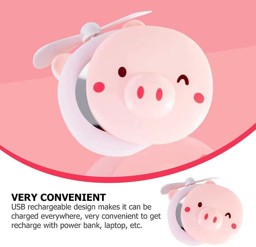 amblic New LED Light Mirror Fan for Instant Beauty with Cartoon