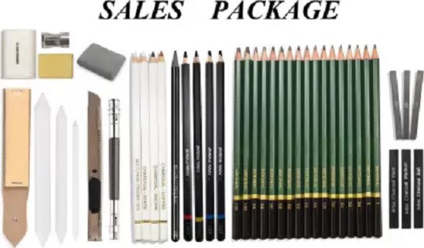 35 Pieces Pro Drawing Kit Sketching Pencils Set,Portable Zippered