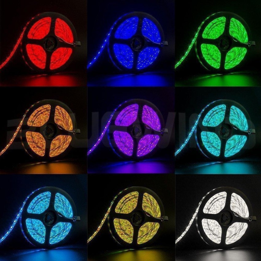 5M RGB 5050 Water-Resistant LED Strip Lights SMD with 44 Key Remote & 12V  Power supply, Color Changing Flexible Light Strip 