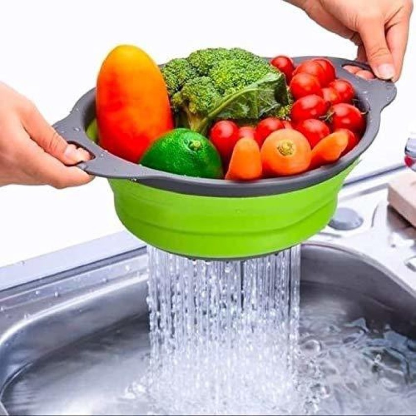 Round Foldable Drain Basket Silicone filter Fruit Vegetable